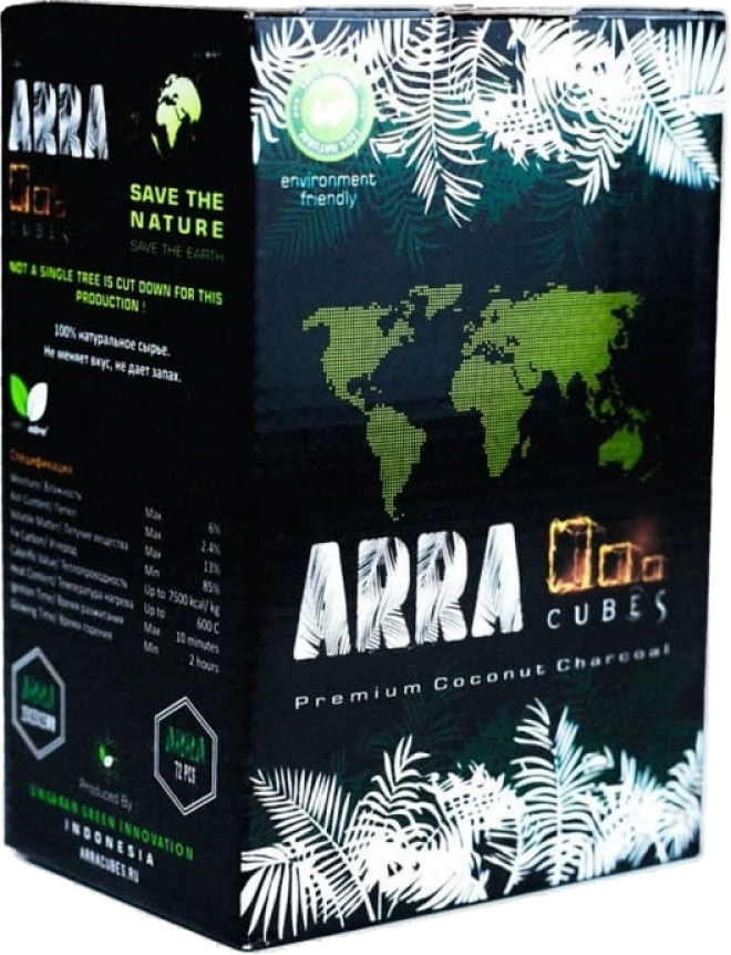 Кокосовый уголь ARRA Cubes 25 мм — коробка 72 кубика