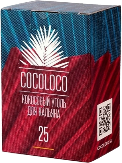 Кокосовый уголь COCOLOCO 25 мм — коробка